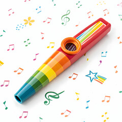 A vibrant kazoo with a colorful finish, offering fun, playful tunes,