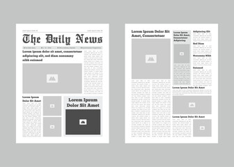 Daily magazine design template. Graphical layout newspaper template with text and picture placeholder