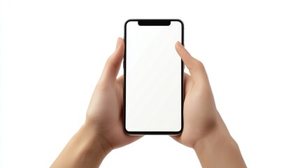 Hands holding smartphone displaying IoT interface in a clean isolated background for technology and communication concepts