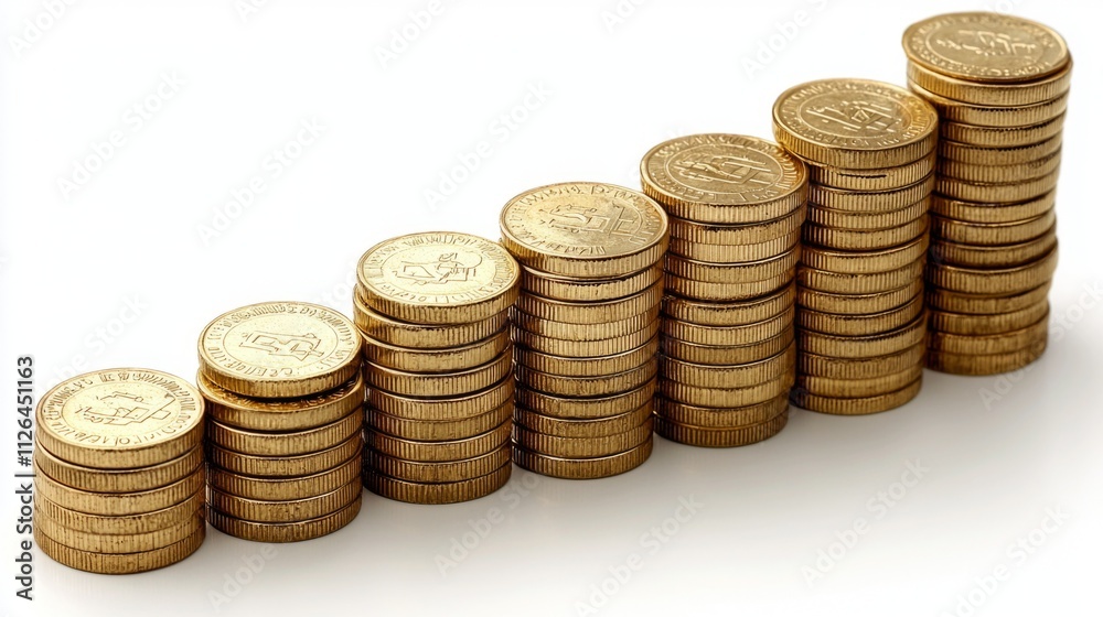 Aufkleber a visual representation of economic prosperity featuring a neatly arranged stack of gold coins, emph