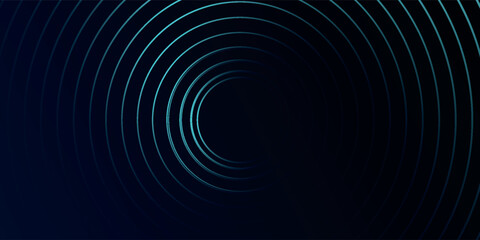 Obraz premium Blue abstract background with glowing circles. Swirl circular lines pattern. Geometric spiral. Twirl element. Modern graphic desi