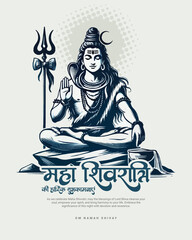 Happy Maha Shivratri Lord Shiva with Har Har Mahadeva Social Media Post template banner