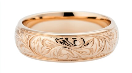 Elegant Rose Gold Wedding Band with Intricate Floral Engraving for Timeless Love and Commitment
