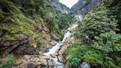 The view of Ravana Waterfall in Ella, Sri Lanka