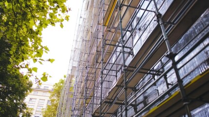 Urban Renewal: Building Facade Undergoing Renovation