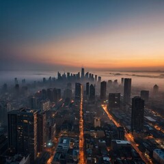 Fototapeta premium city skyline at sunset