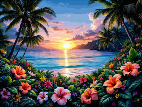 Hawaiian Pacific Tropical Island Welcome Banner Poster