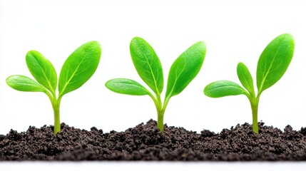 A photostock of young green grass sprouts growing naturally on a white background, symbolizing growth, renewal, and nature's vitality. High Quality