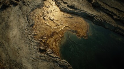 Fototapeta premium A polluted marine surface reflecting the sunset, showing the stark reality of human impact on the environment.