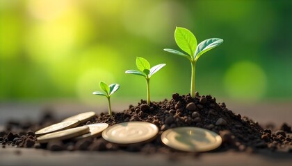 young plant and coins