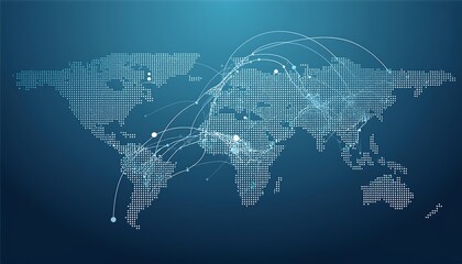 Global technology concept with blue world map illustration