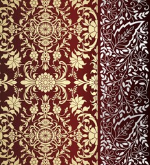 wedding card design, traditional paisley floral pattern , royal India	