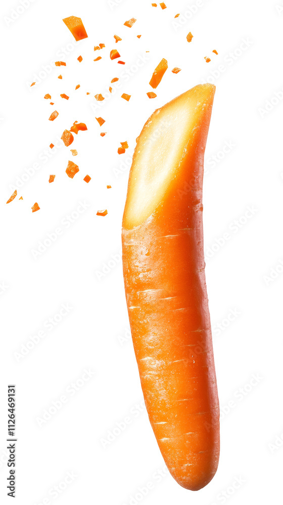 Poster Falling Carrot slice isolated transparent background