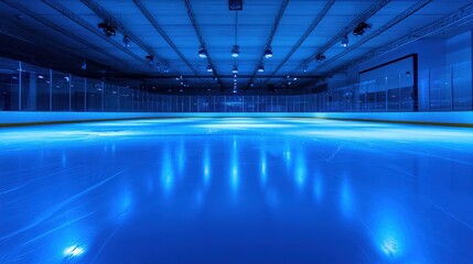 Fototapeta premium illuminated ice rink with blue lighting