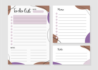 Template of to do list, note, memo in Mocha Mousse color 2025. Vector illustration for agenda, planners, checklists, notebooks, cards and other stationery. Layout in A5.