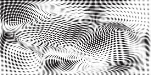 Halftone gradient. Dotted gradient, smooth dots spraying and halftones dot background seamless horizontal geometric pattern vector template set.