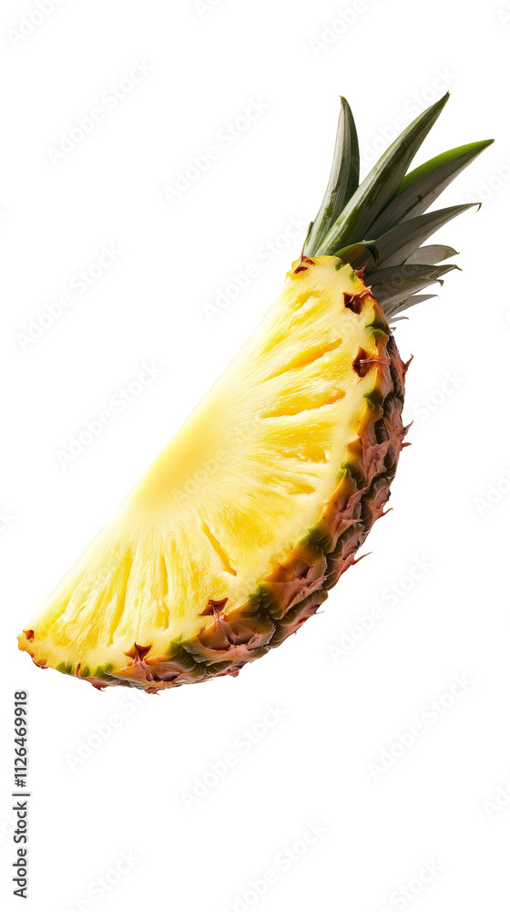 Poster falling pineapple slice isolated on transparent background