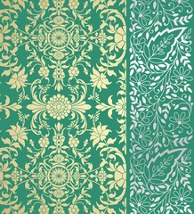 wedding card design, traditional paisley floral pattern , royal India	
