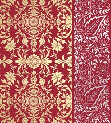 wedding card design, traditional paisley floral pattern , royal India	