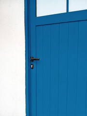 blue door with a lock