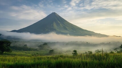 Fototapeta premium majestic mountain landscape with fog and greenery