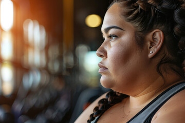 Obraz premium Photo of a body positive woman working hard in gym slimming and weight loss ai generative