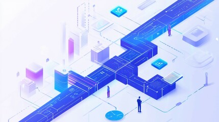 A digital transformation roadmap with key milestones and objectives, highlighting the process of integrating technology into traditional business models, Digital transformation strategy concept
