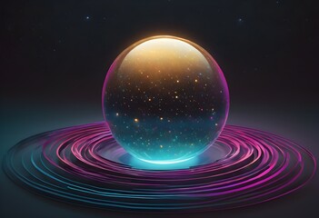 A glowing orb in a dark void unravels into vibrant ribbons of turquoise, magenta, and gold light. Dynamic motion contrasts serene stillness, symbolizing mental chaos transforming into clarity.