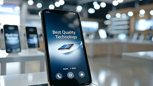 New Smartphone Display Technology in Tech Store Setting