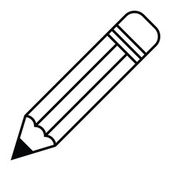 Pencil vector icon. Flat outline clipart for writing, drawing, and art. Simple stationery symbol isolated on white background.