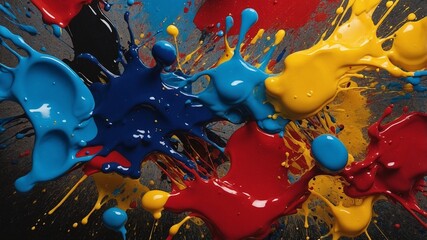 Vibrant Burst of Colourful Paint Splashes in Motion.
