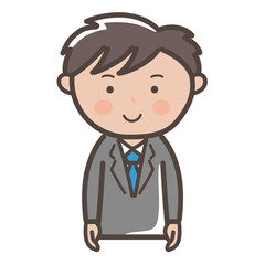 笑顔で正面を向く若い男性ビジネスマンのイラスト