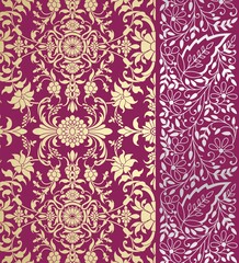 wedding card design, traditional paisley floral pattern , royal India	