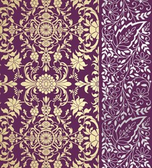 wedding card design, traditional paisley floral pattern , royal India	