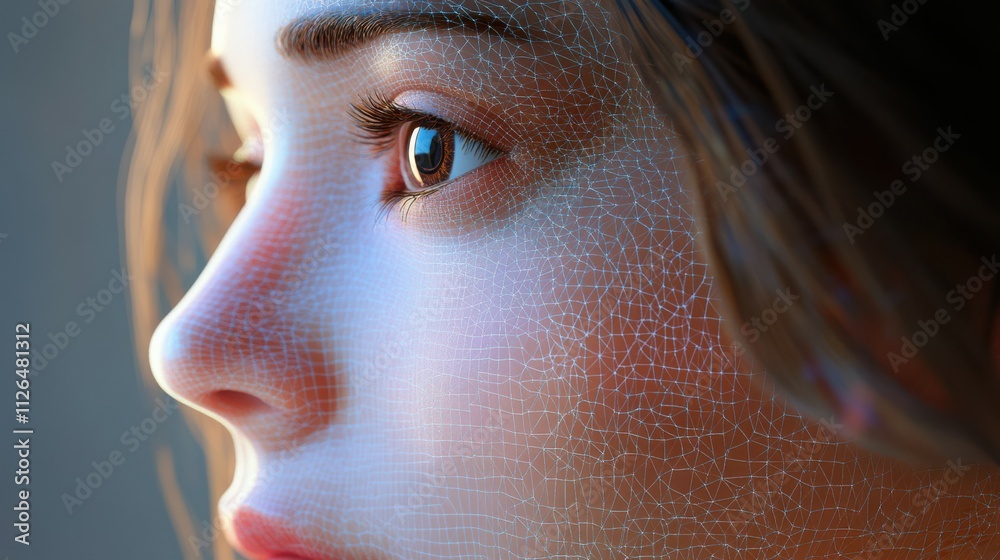 Poster ai-powered image recognition technology, illustrating the creation of deep fake images and the manip