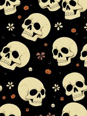 Spooky Skull Pattern for Halloween Decor. AI Generated