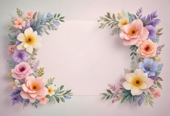 Whimsical watercolor pastel floral border for spring celebrations, design, watercolor, floral, border