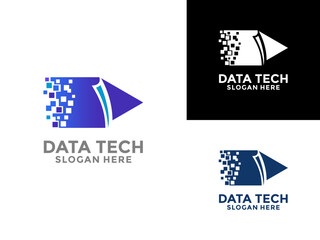 Technology logo simple tech design. Fast Transfer Data Tech Logo Vector template