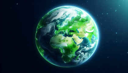 Obraz premium Illustration of glowing green planet earth