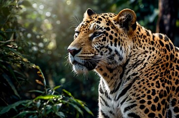 Stunning close-up of a leopard's face, highlighting its unique markings and expressive features.