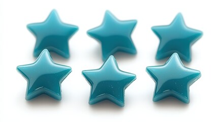 Obraz premium Teal star shapes casting ground shadows on a white background