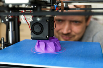 3D prototyping of part, creating on 3D printer by engineer