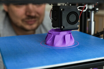 3D prototyping of part, creating on 3D printer by engineer