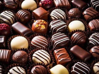 Assorted gourmet chocolate truffles with varied designs for indulgent treats Mocha Mousse 