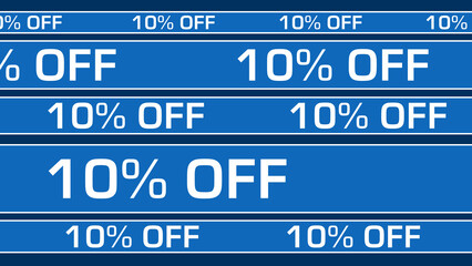 Obraz premium Discount Ten Percent Off Blue Lines Repeating Text Horizontal 