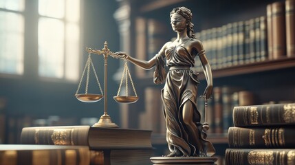 Fototapeta premium The Scales of Justice: A Symbol of Equilibrium and Fairness in a Chaotic World 