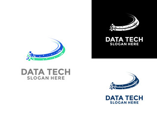 Technology logo simple tech design. Fast Data Digital Tech Logo Vector template
