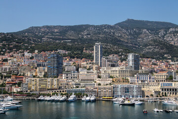 Obraz premium View of La Condamine ward and Port Hercules in Monaco