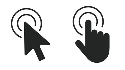 Set of Cursors Isolated On Monochrome Background