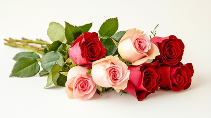 A Romantic Floral Bouquet with a Mix of Red and Pink Roses